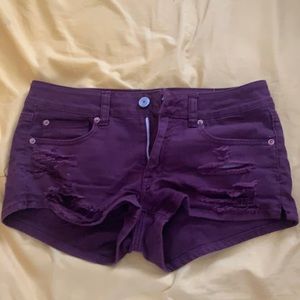 Maroon distressed shorts